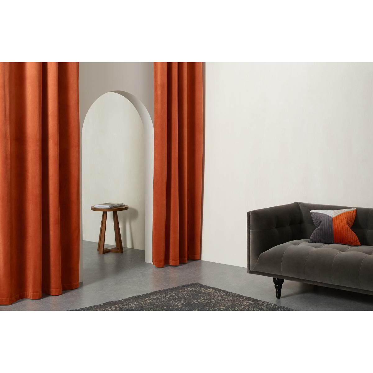 Julius Lined Velvet Eyelet Pair of Curtains, 168 x 228cm, Burnt Orange – image 3