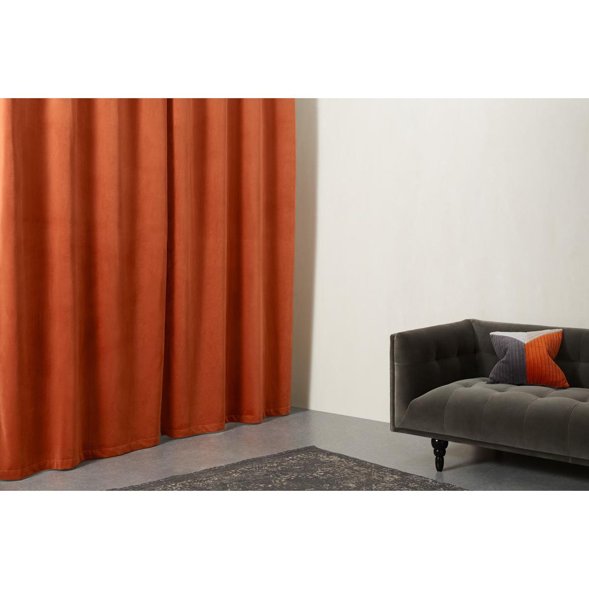 Julius Lined Velvet Eyelet Pair of Curtains, 168 x 228cm, Burnt Orange – image 4