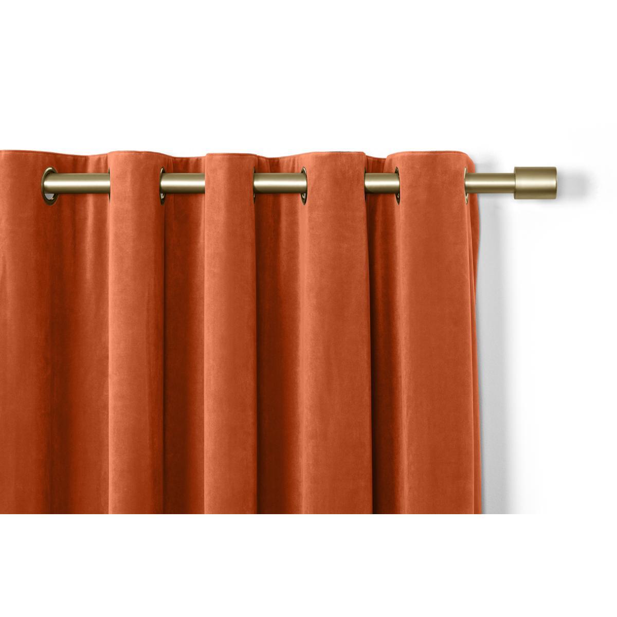 Julius Lined Velvet Eyelet Pair of Curtains, 168 x 228cm, Burnt Orange – image 5