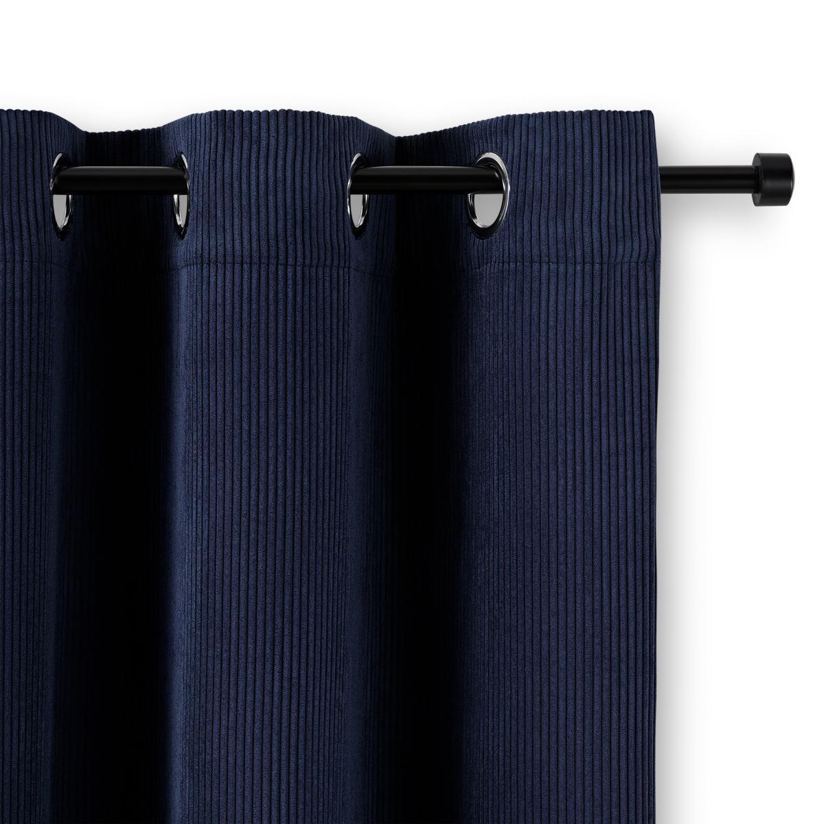 Selky Corduroy Eyelet Pair of Curtains, 140 x 260cm, Navy Blue – image 2
