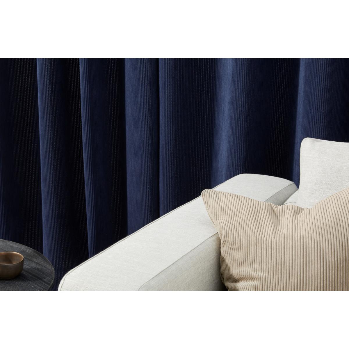 Selky Corduroy Eyelet Pair of Curtains, 140 x 260cm, Navy Blue – image 4