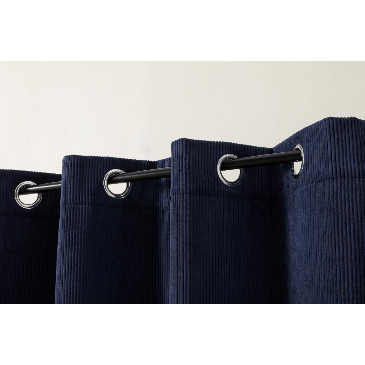 Selky Corduroy Eyelet Pair of Curtains, 140 x 260cm, Navy Blue – image 5