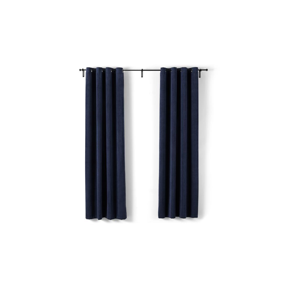 Selky Corduroy Eyelet Pair of Curtains, 140 x 260cm, Navy Blue – image 6