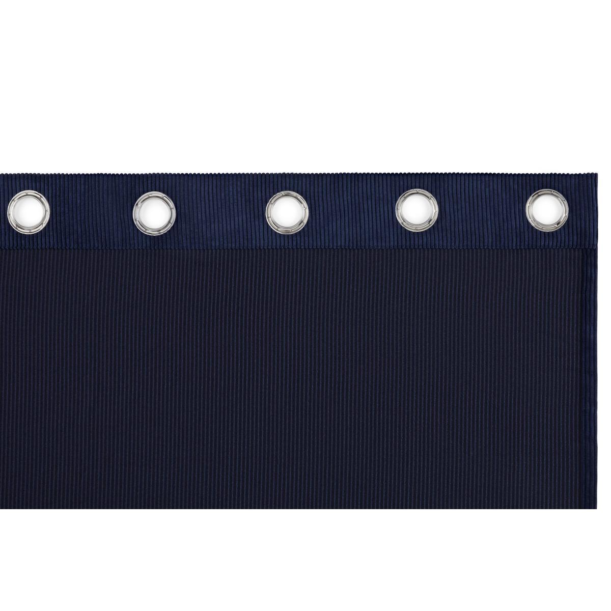 Selky Corduroy Eyelet Pair of Curtains, 140 x 260cm, Navy Blue – image 8