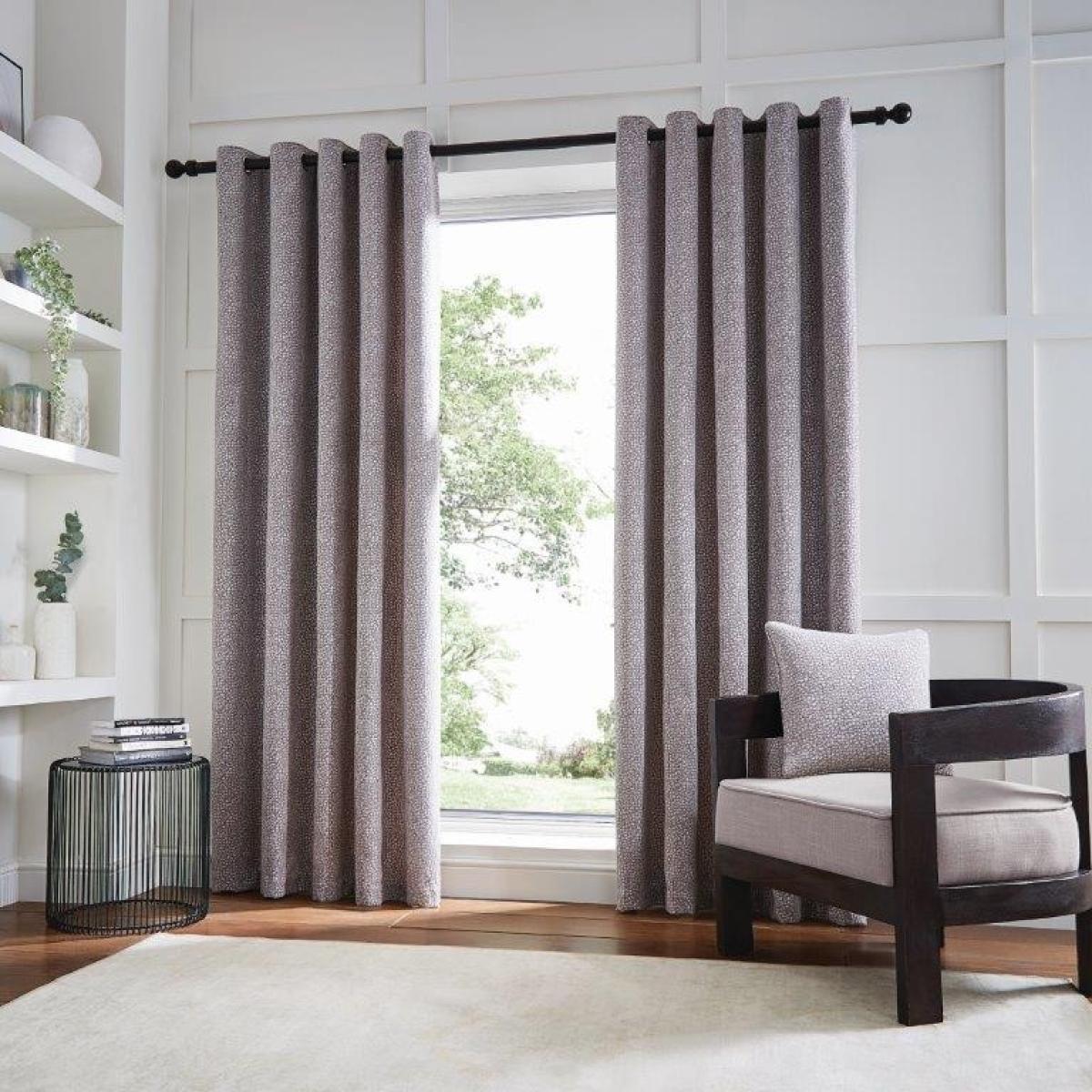 Hyperion Eros Chenille Jacquard Eyelet Curtains - Champagne Gold - 66x72 – image 2