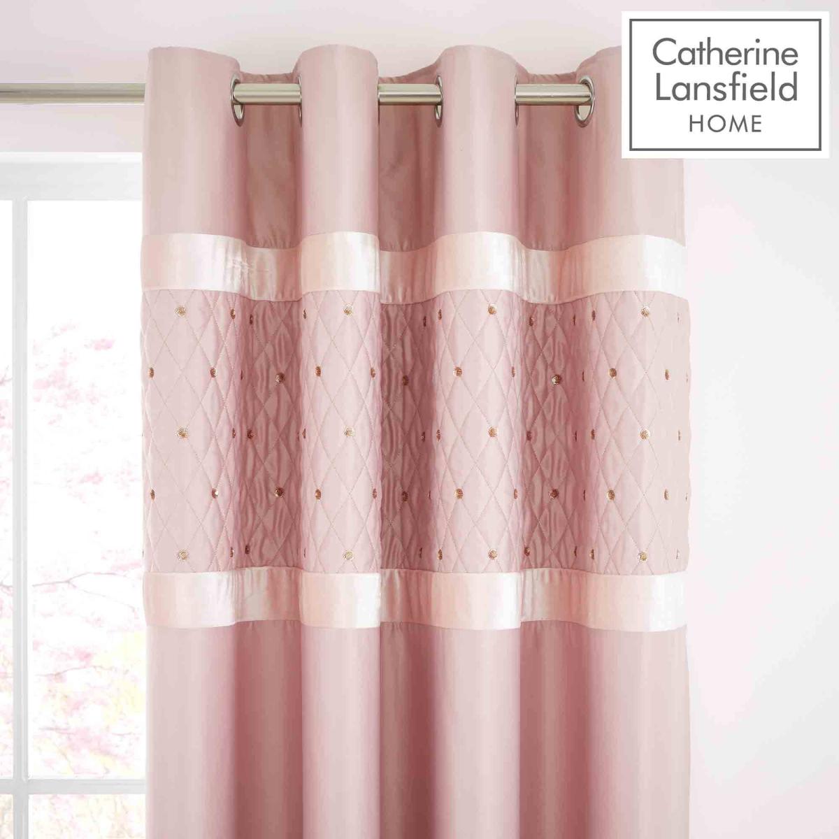 Catherine Lansfield Sequin Cluster Curtains Blush – image 2
