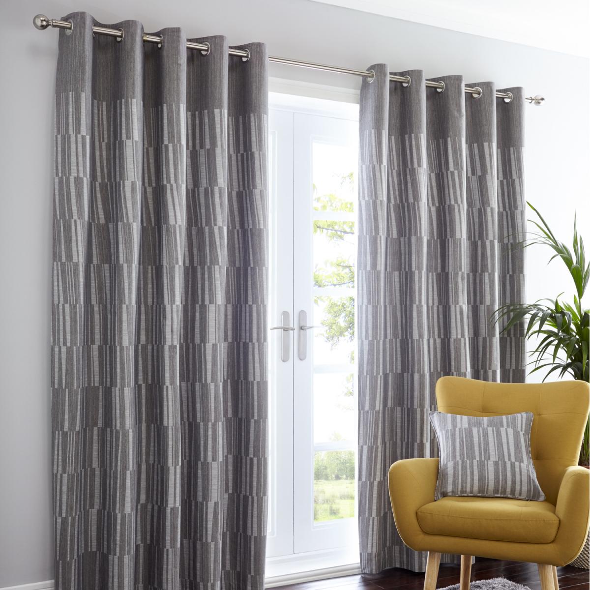 Detroit Charcoal Eyelet Curtains - Grey / 183cm / 168cm – image 2