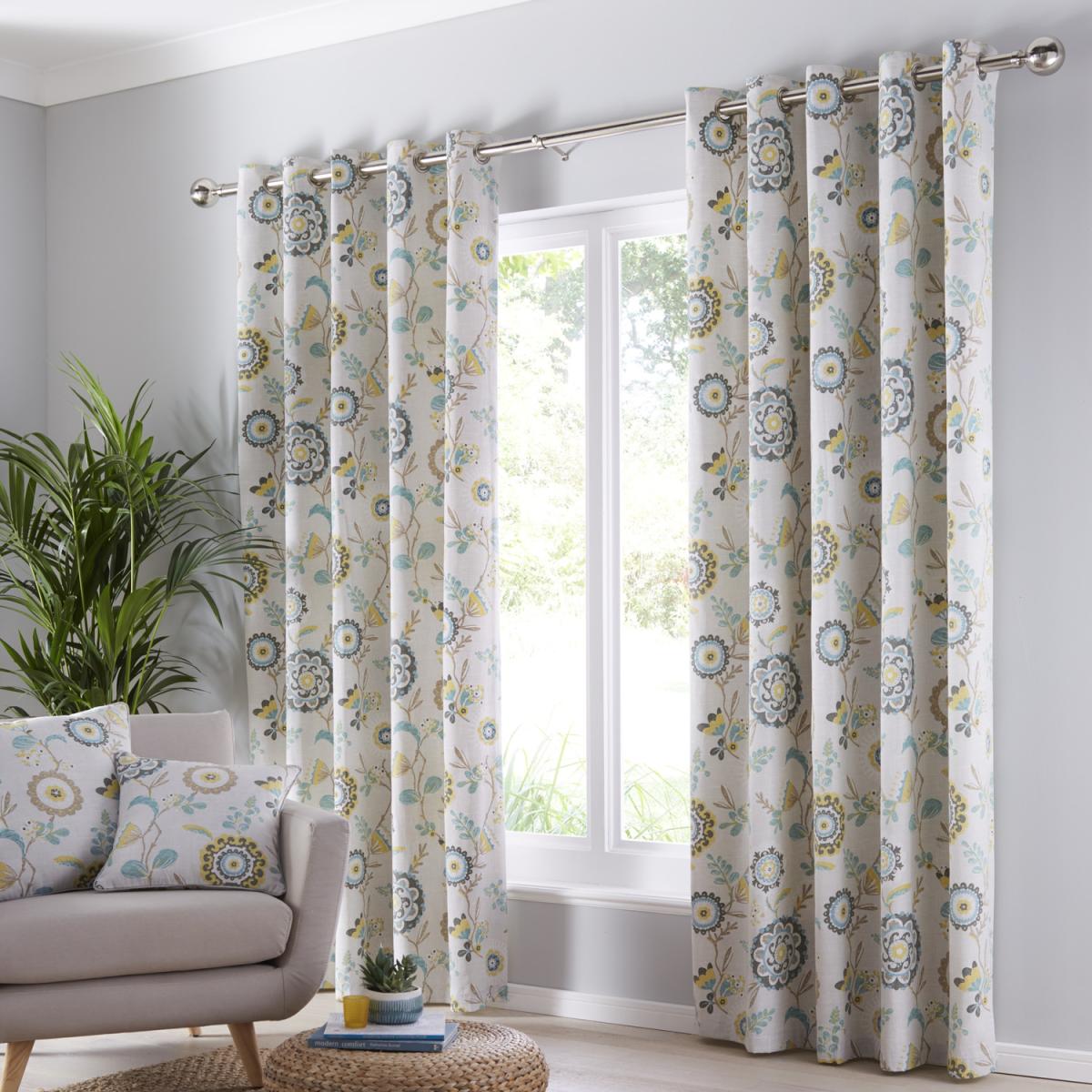 Charleston Teal Eyelet Curtains - Blue / 229cm / 168cm – image 2