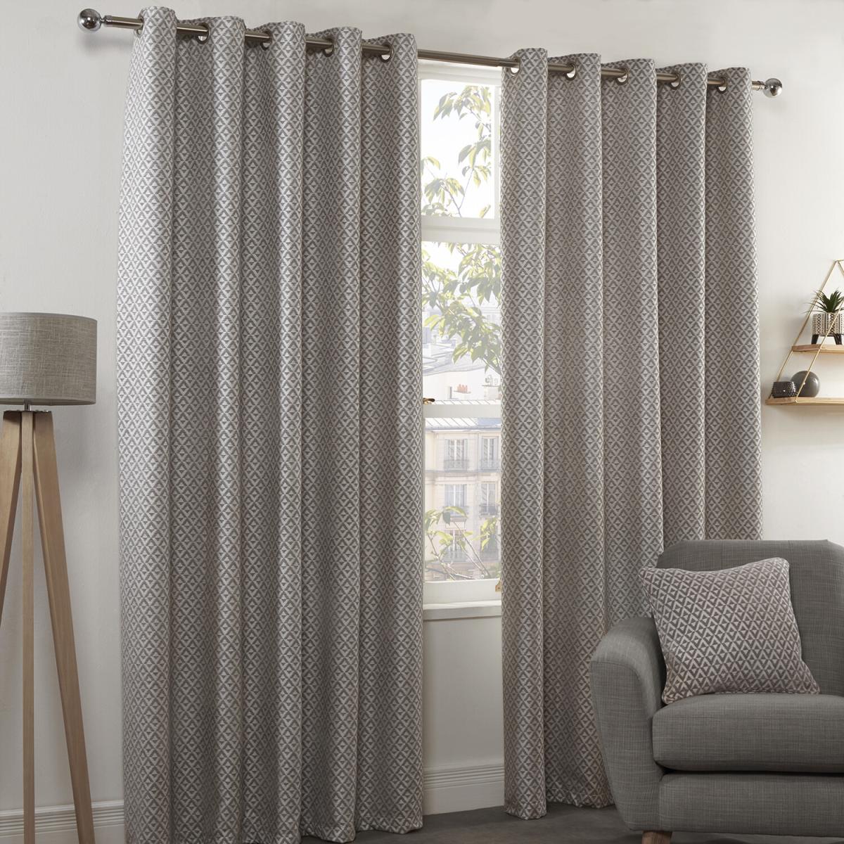 Saleya Geo Eyelet Curtains - Silver / 229cm – image 2