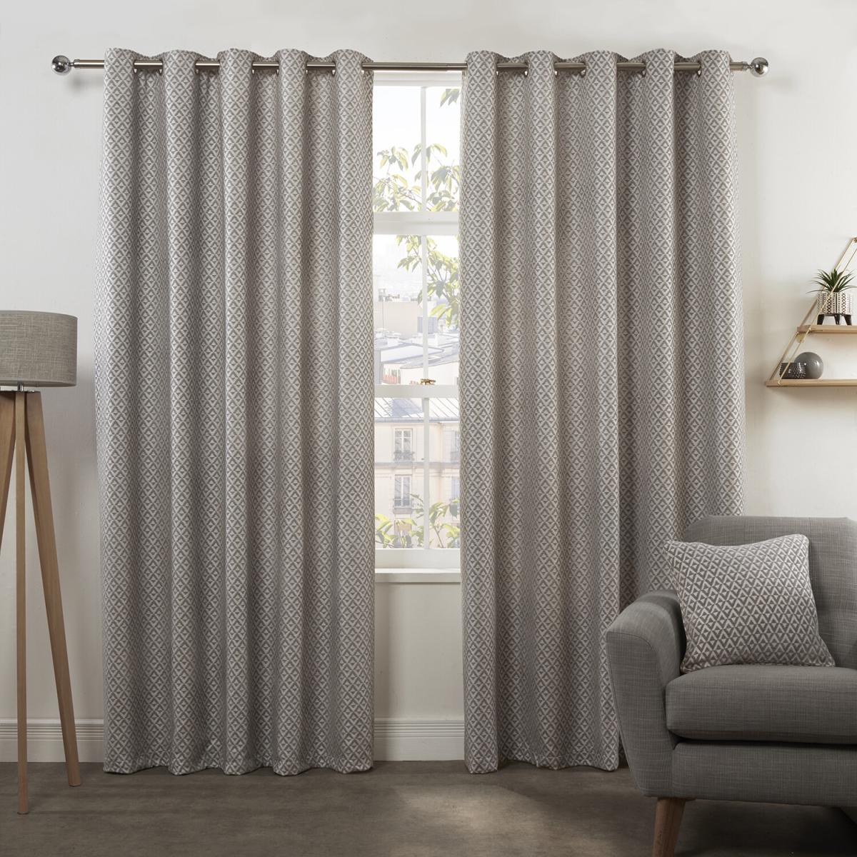 Saleya Geo Eyelet Curtains - Silver / 229cm – image 5