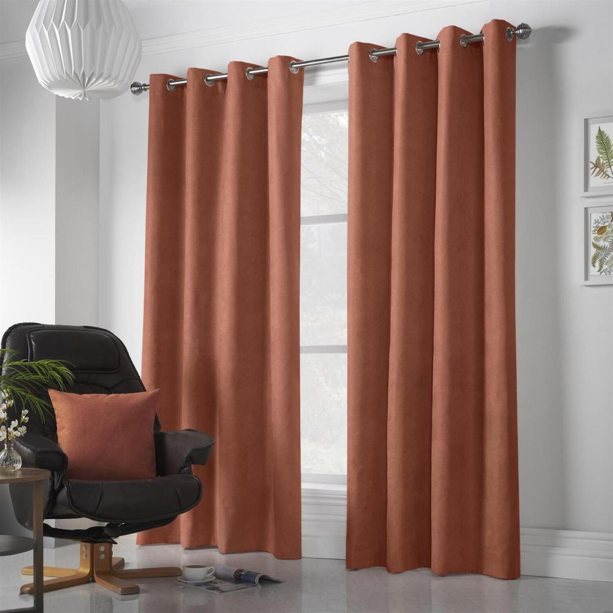 Velvet Chenille Eyelet Ring Top Curtains - Green / 183cm – image 5
