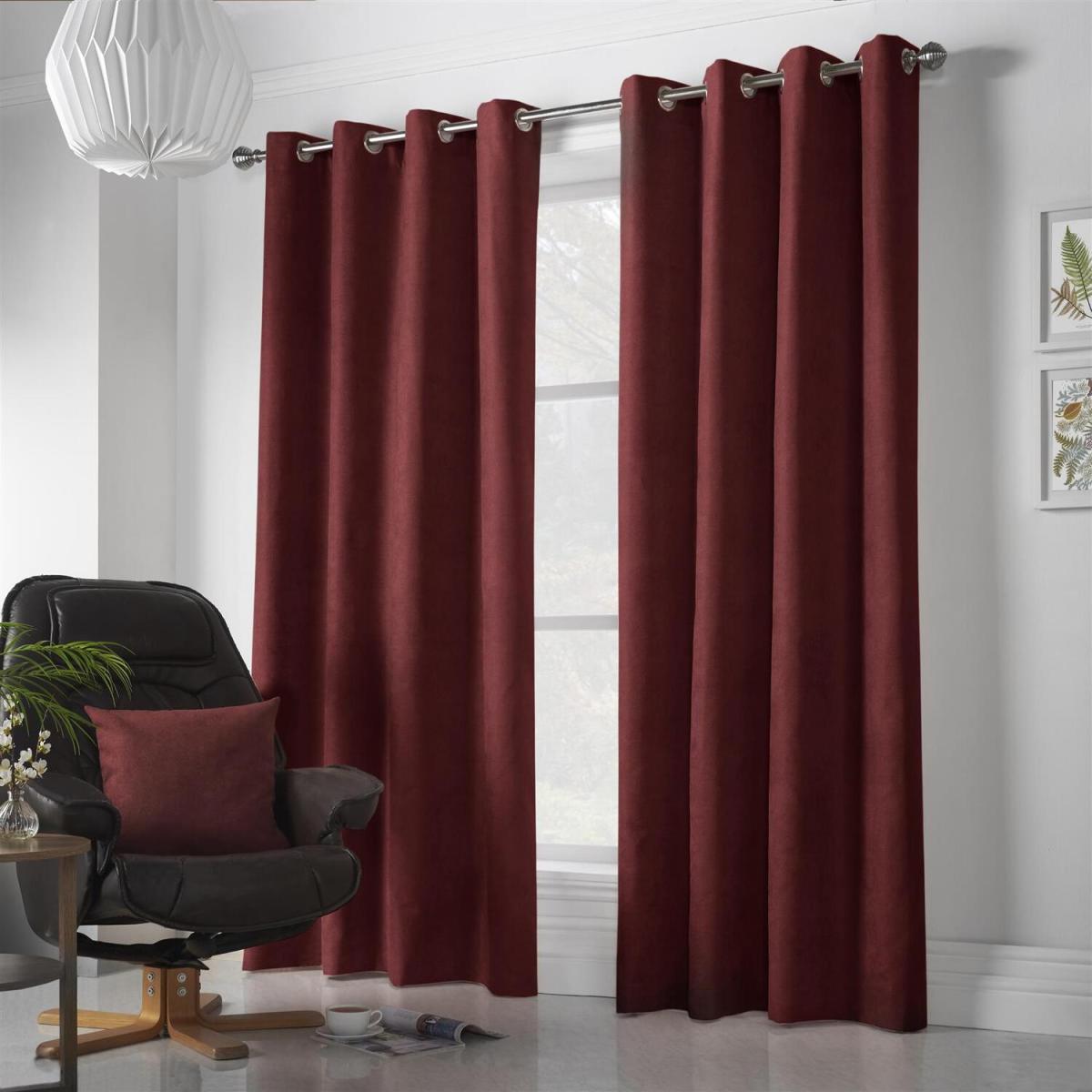 Velvet Chenille Eyelet Ring Top Curtains - Green / 183cm – image 6