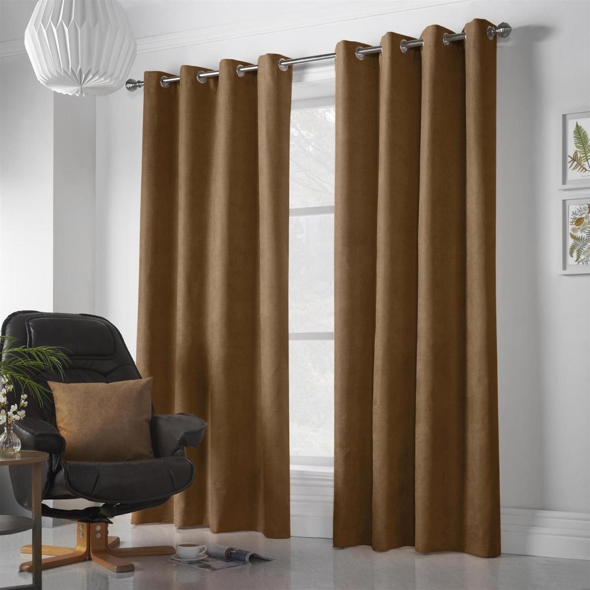 Velvet Chenille Eyelet Ring Top Curtains - Green / 183cm – image 8