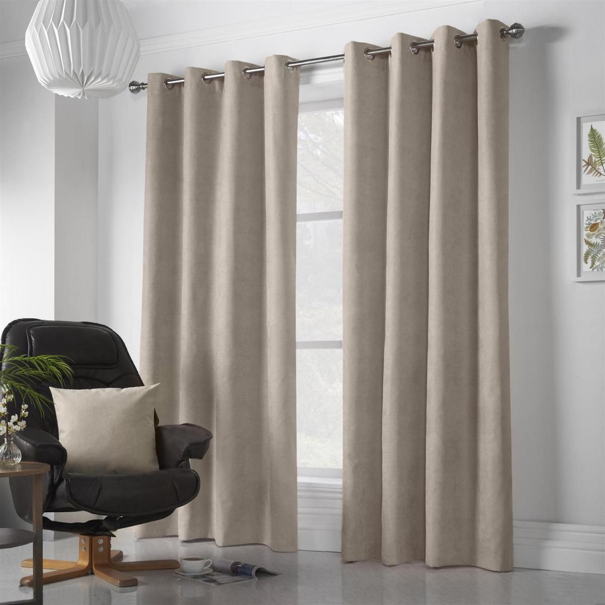 Velvet Chenille Eyelet Ring Top Curtains - Green / 183cm – image 9