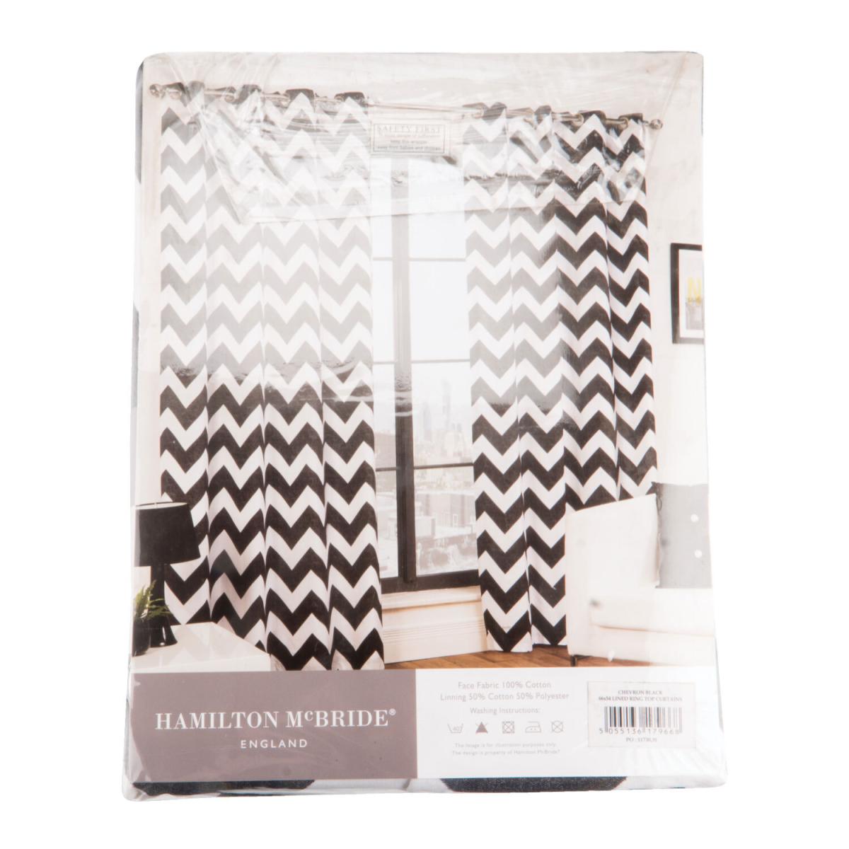 Chevron Printed Curtains - Black / 137cm / 168cm – image 3