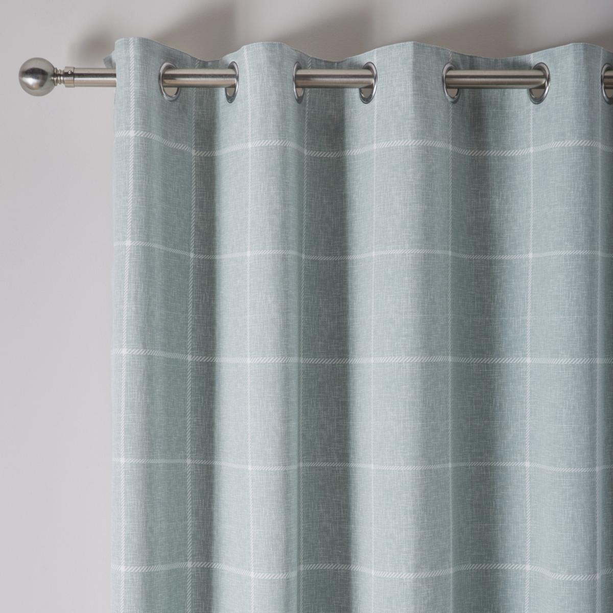 Country Check Eyelet Curtains - Blue / 200g / 137cm / 117cm – image 2