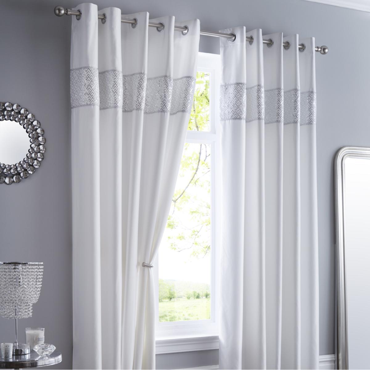 Shimmer White Eyelet Curtains - White / 137cm / 168cm – image 1