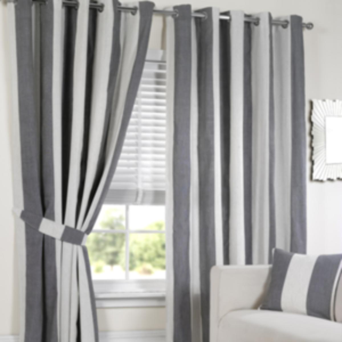 Lisbon Eyelet Stripe Curtains   - Cream / White / 229cm – image 2