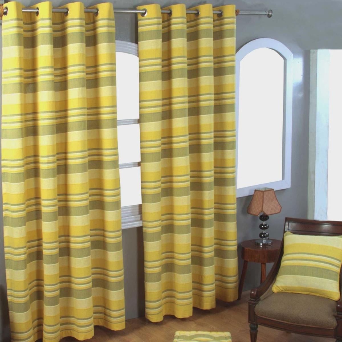 Homescapes Cotton Morocco Striped Curtain Pair - Yellow / 137cm – image 1