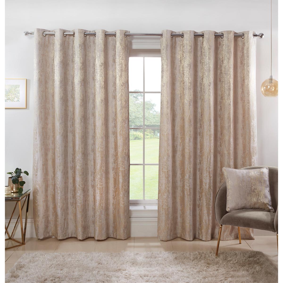 Agadir Jacquard Eyelet Curtains - Champagne / 187cm / 168cm – image 2