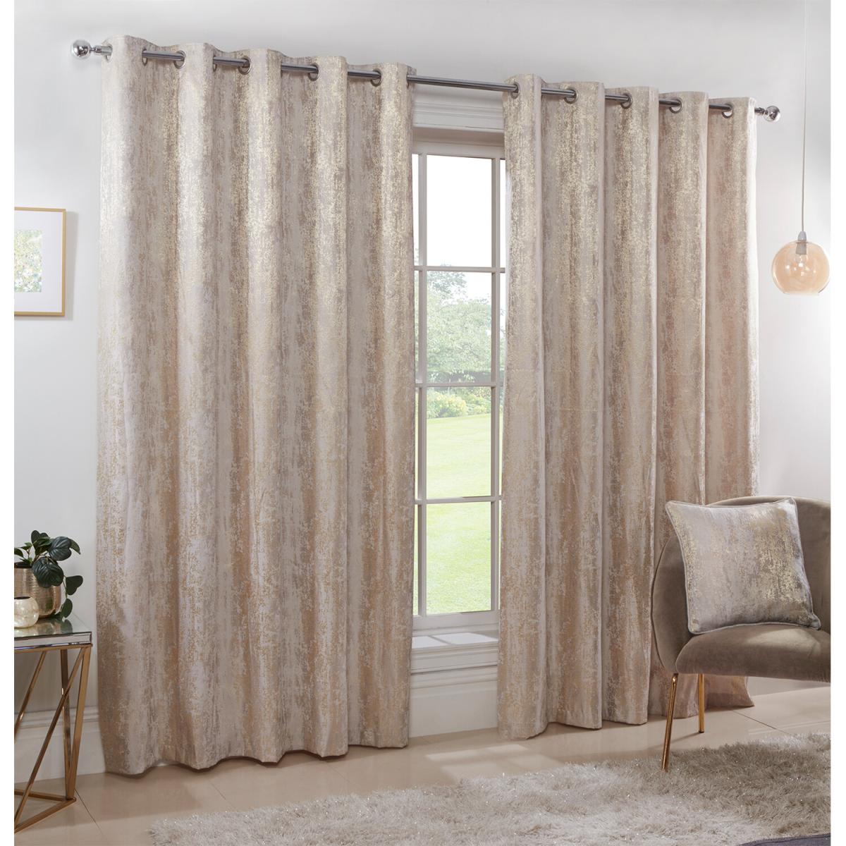 Agadir Jacquard Eyelet Curtains - Champagne / 187cm / 168cm – image 3