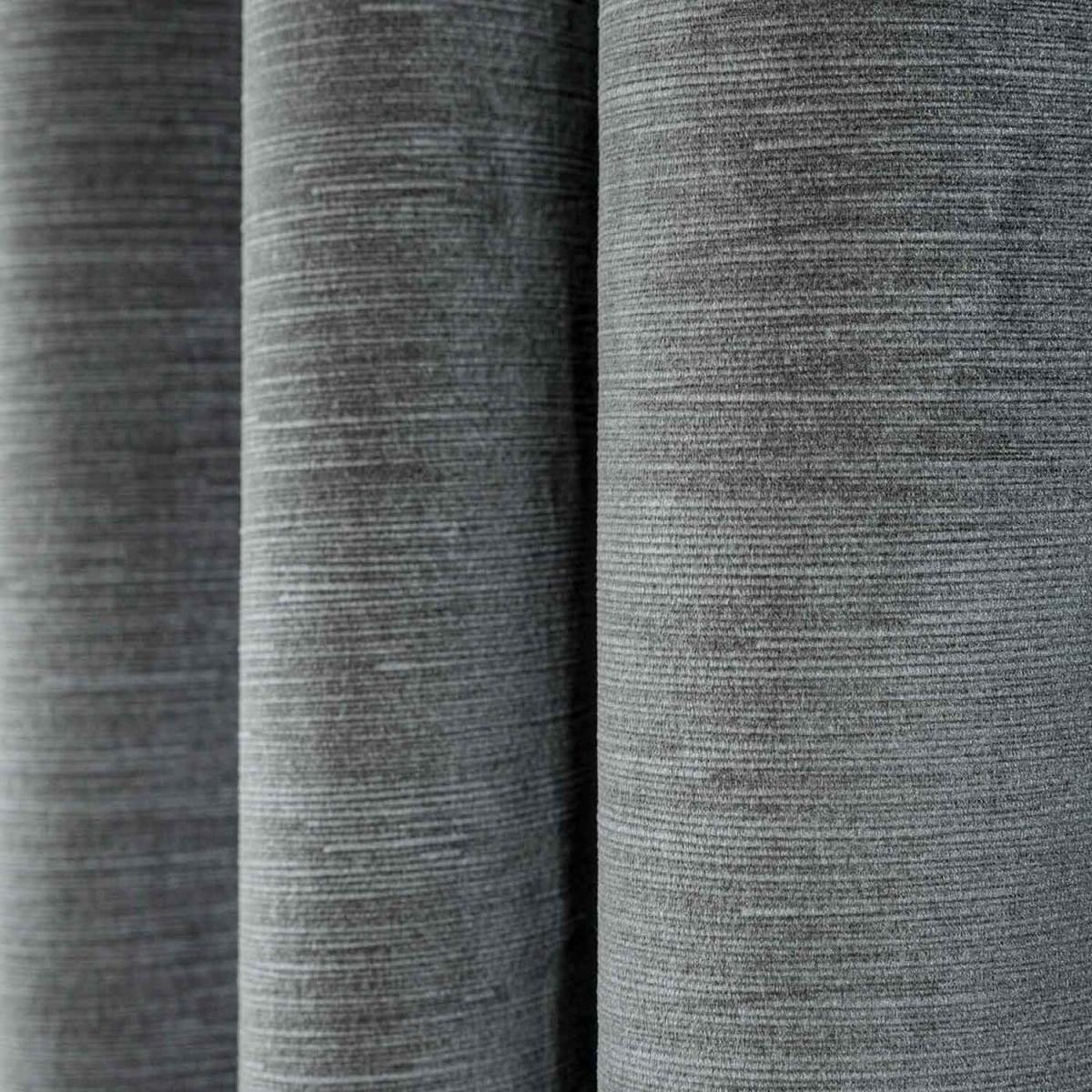 Interlined Velvet Thermal Eyelet Curtain Pair - Dark Grey – image 2