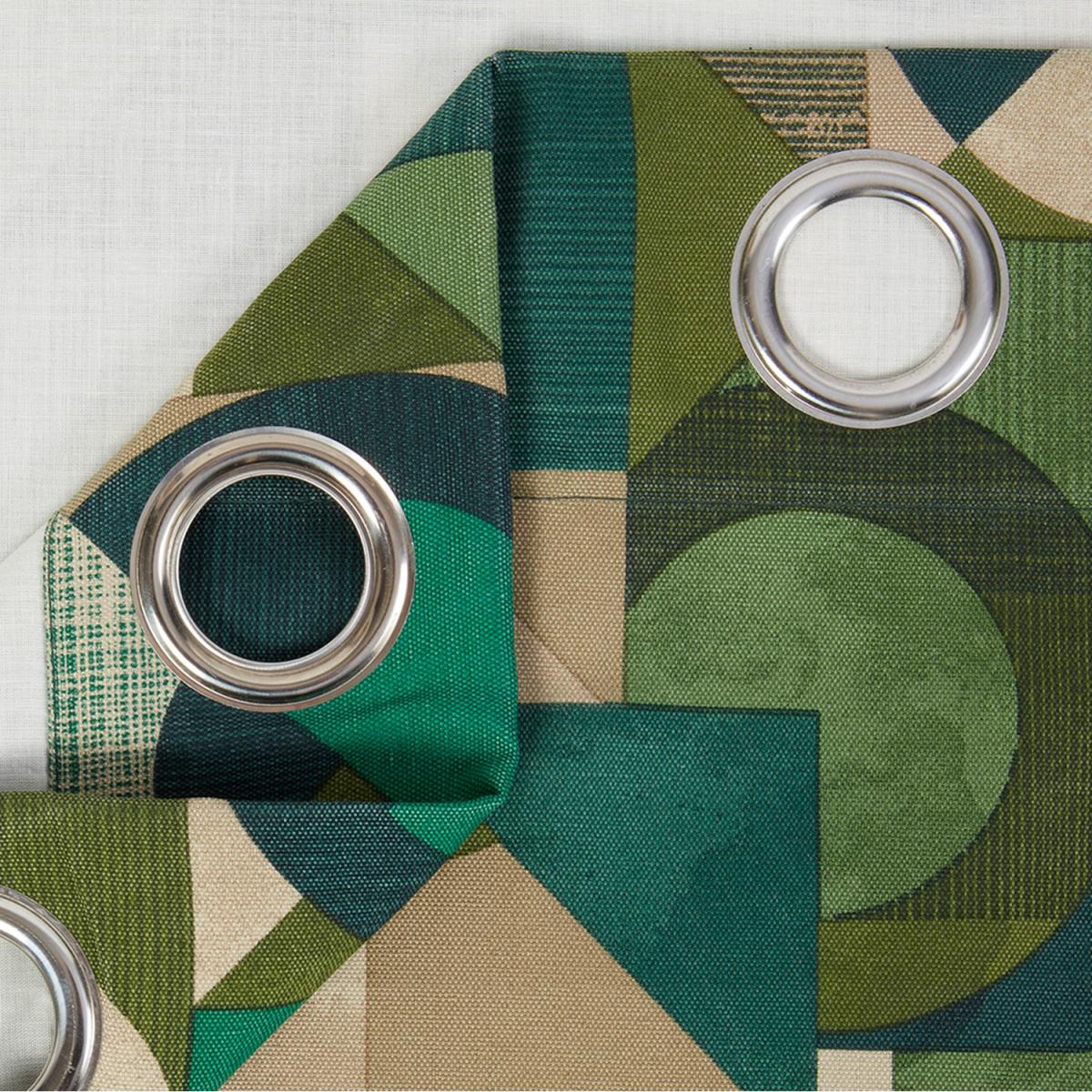 Geometrica Bottle Green Eyelet Lined Curtains - Bottle Green / 66in / 90in – image 2