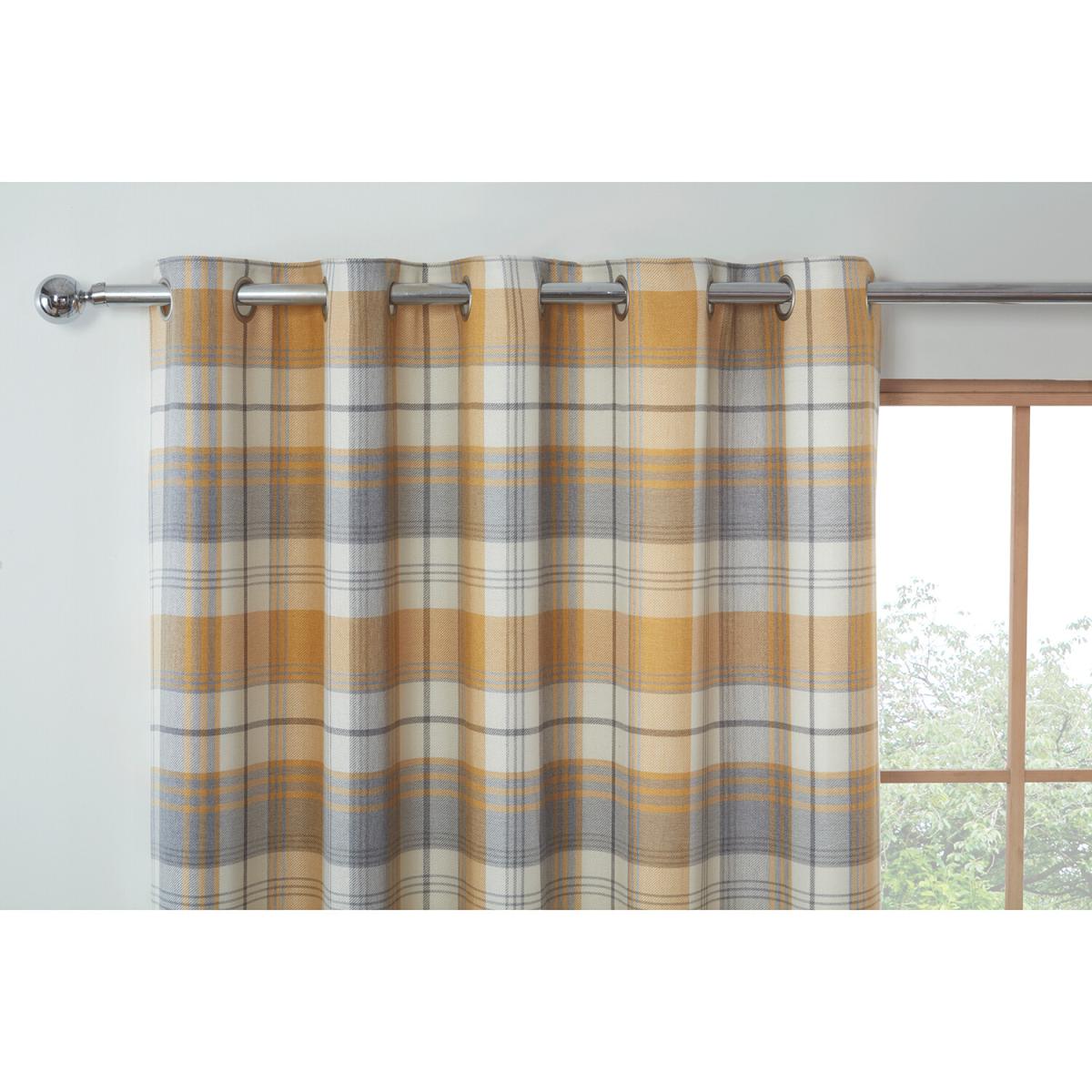 Hamilton Check Eyelet Curtains - Ochre / 168cm / 138cm – image 2