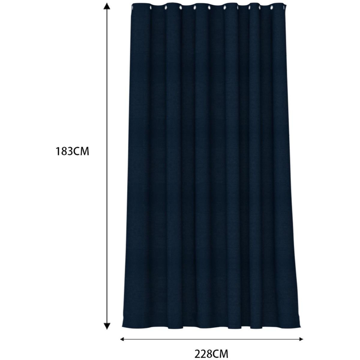 Pair Blackout Curtains with Eyelet Ring Top Blue - Blue / 183cm – image 2