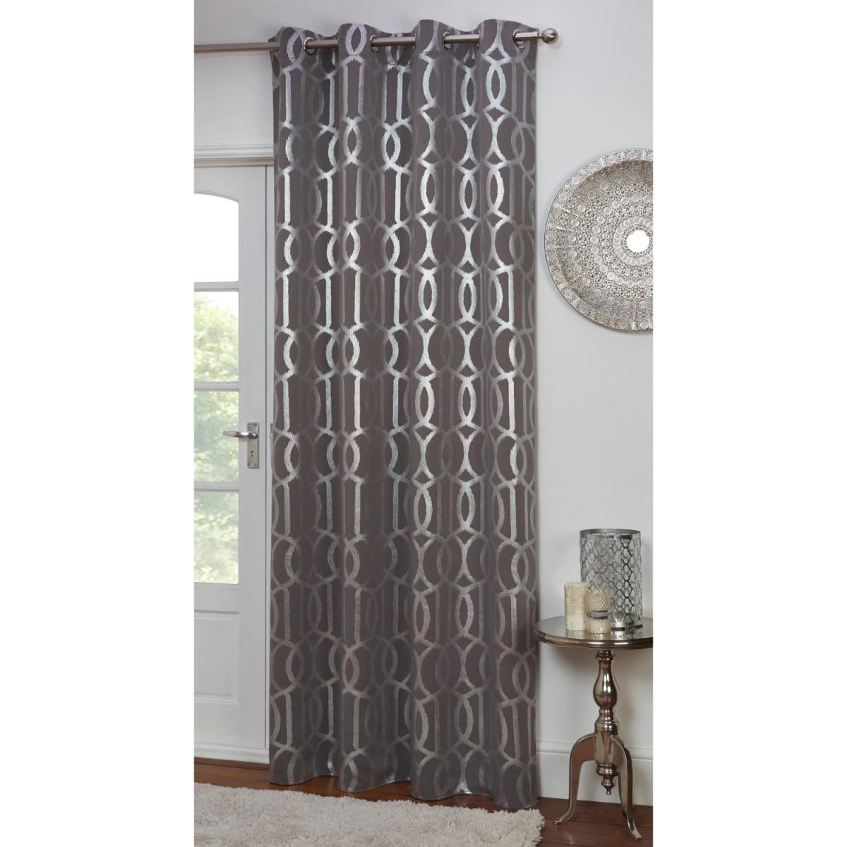 Geometric Print Thermal Single Panel Curtain - Grey – image 2