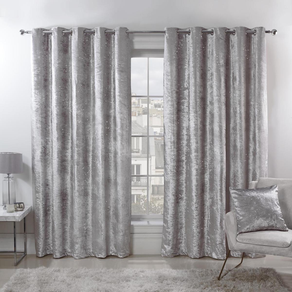 Portia Sparkle Eyelet Curtains - Silver / 229cm – image 2