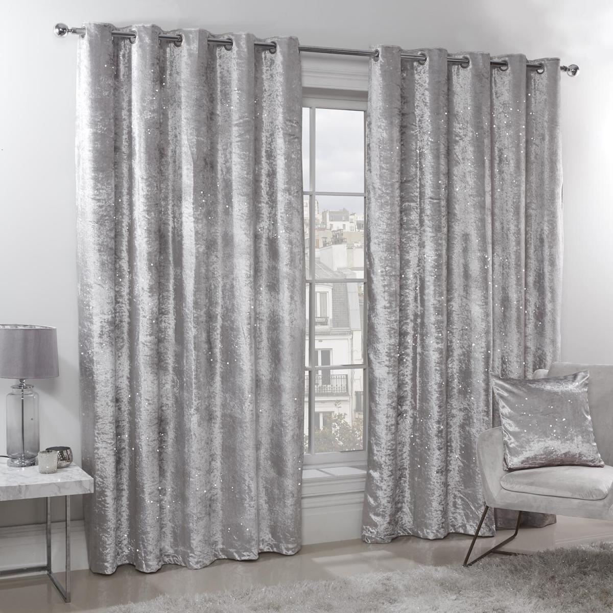 Portia Sparkle Eyelet Curtains - Silver / 229cm – image 5