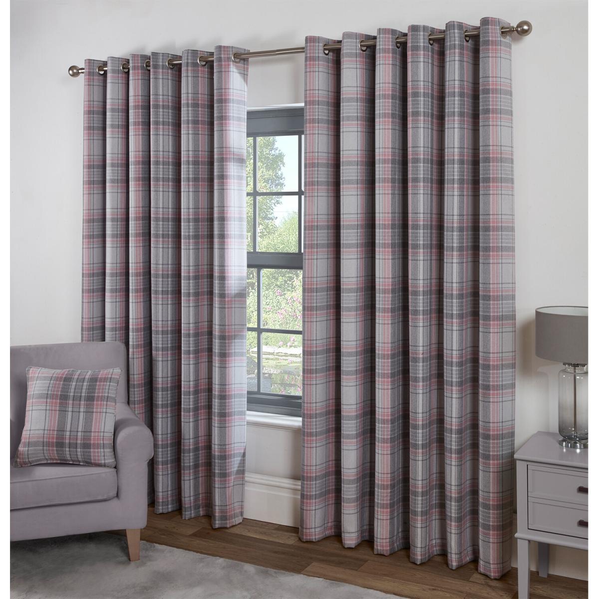 Hatfield Check Blackout Curtains - Blush / 168cm / 137cm – image 3