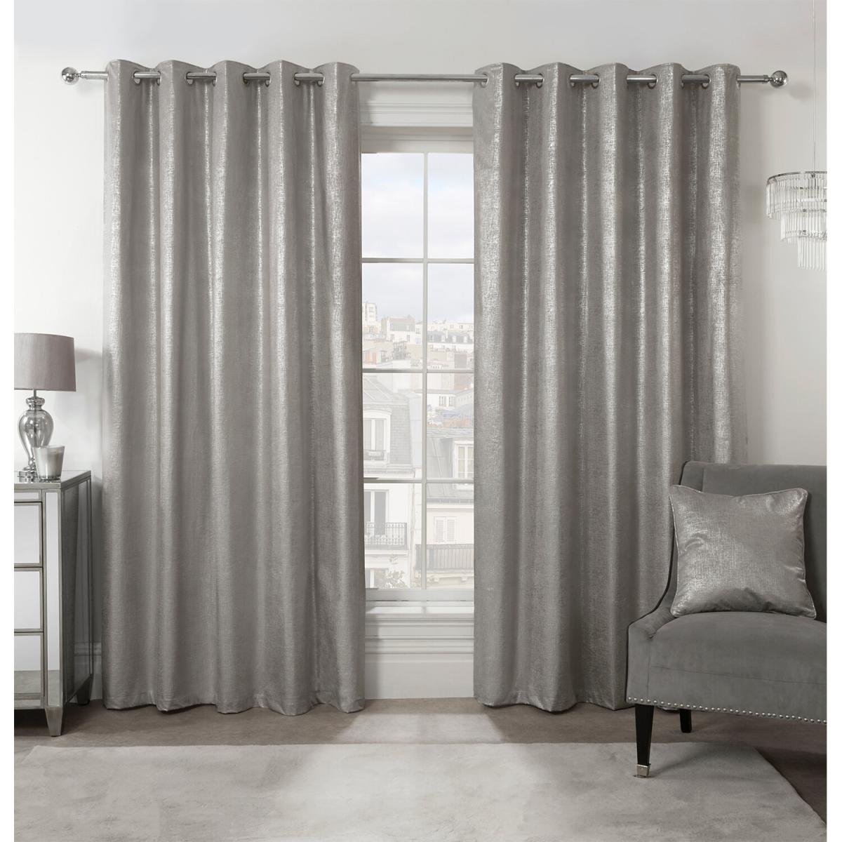 Metallic Velvet Eyelet Curtains - Silver / 183cm / 229cm – image 2