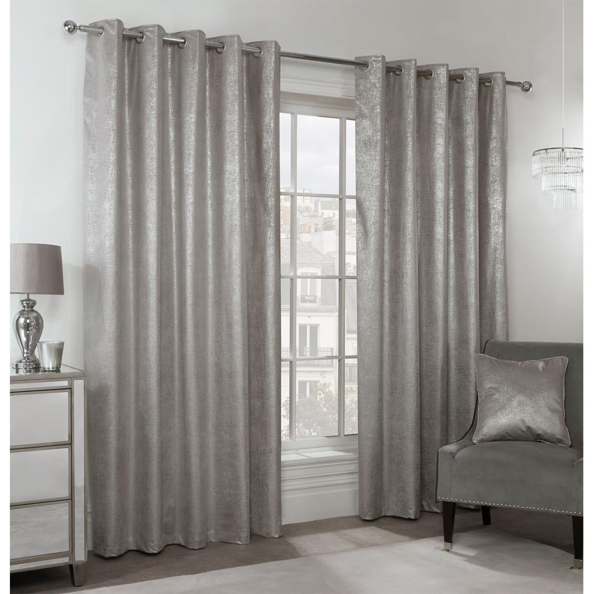 Metallic Velvet Eyelet Curtains - Silver / 183cm / 229cm – image 3