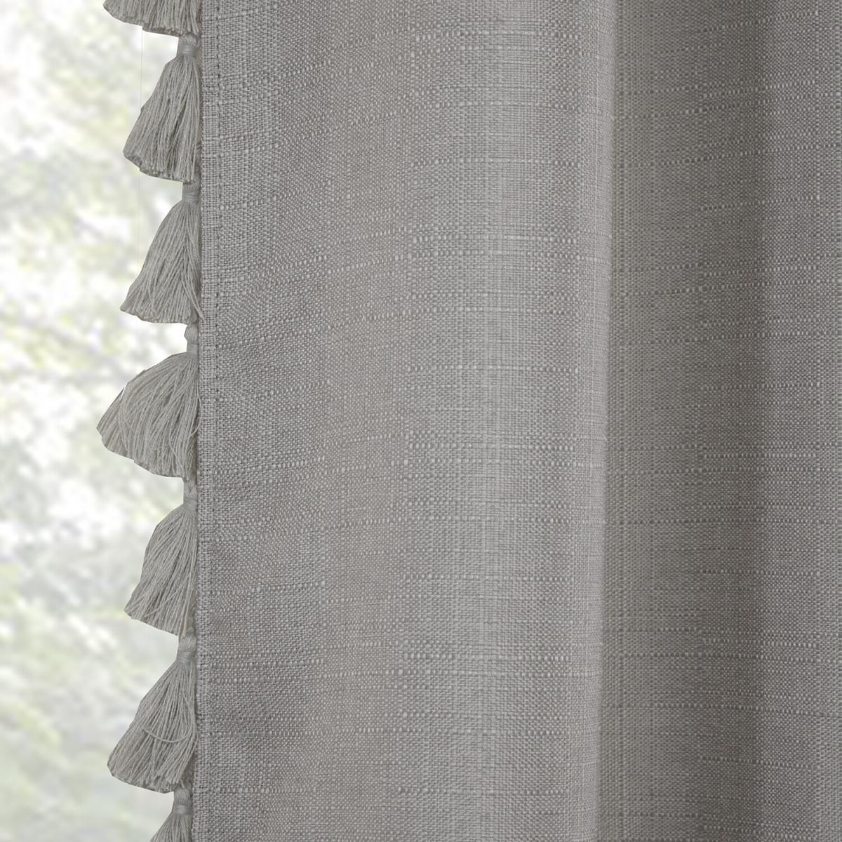 Tassel Edge Eyelet Curtains - Silver / 229cm – image 4