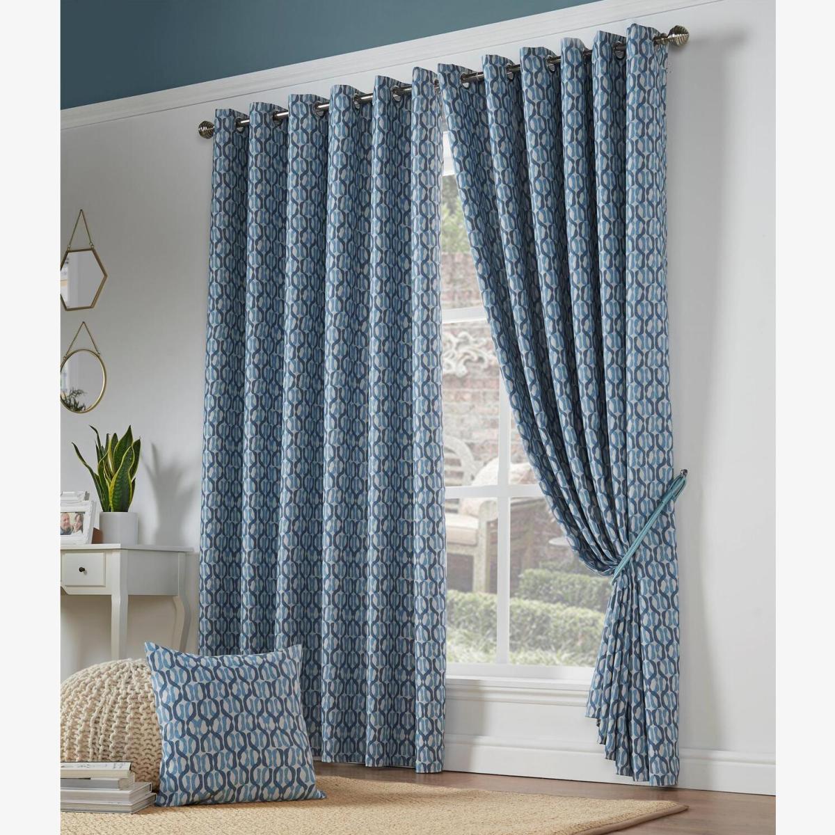 Bourne Ring Top Curtains - Blue / 137cm / 168cm