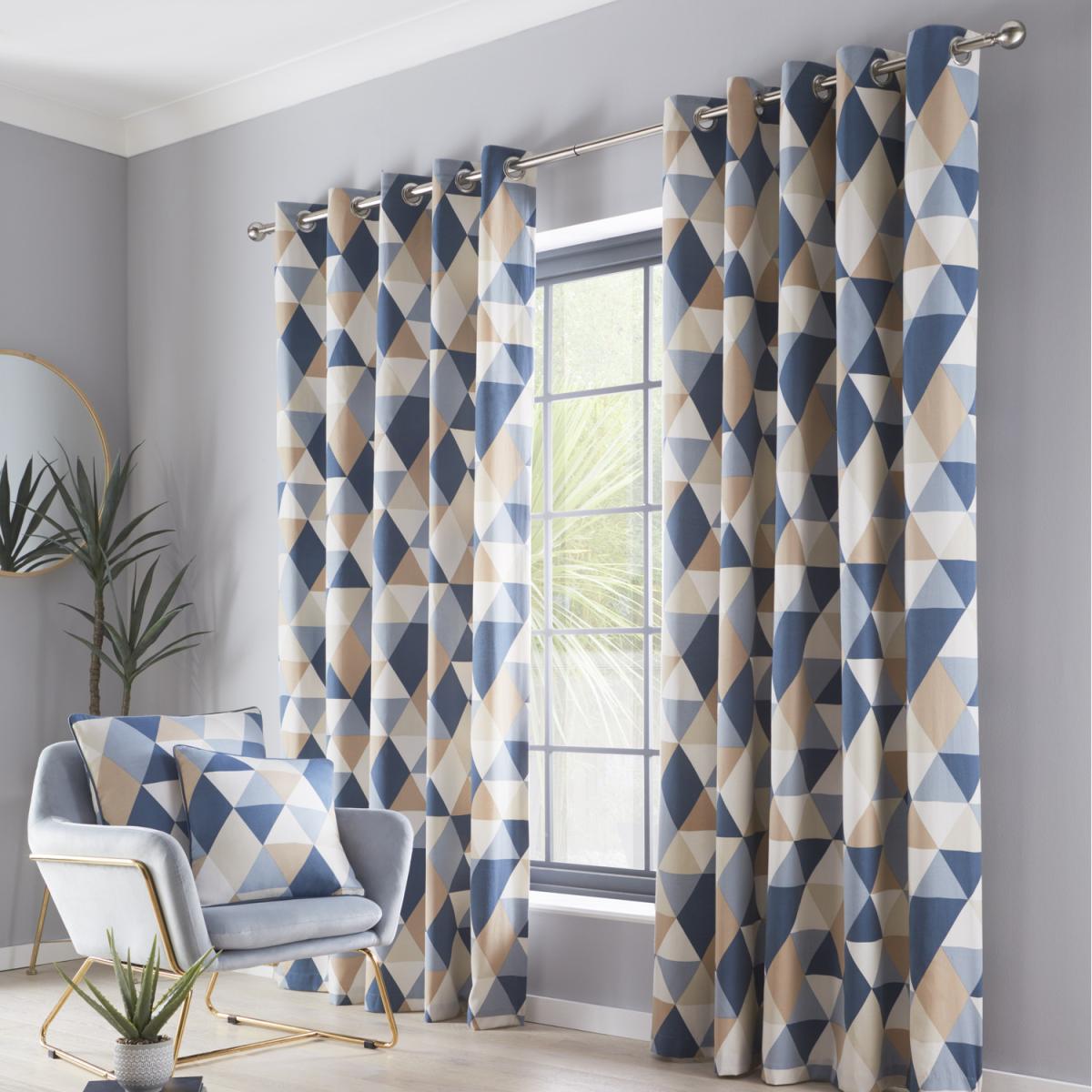 Dakota Navy Eyelet Curtains - Blue / 183cm / 117cm – image 3