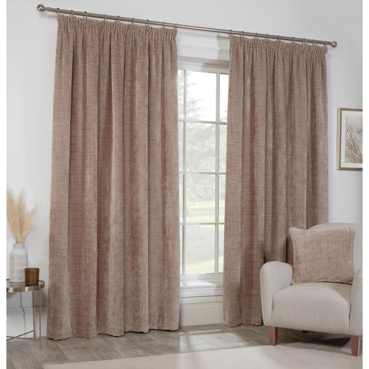 Rennes Chenille Taped Curtains - Mink / 183cm / 168cm – image 9
