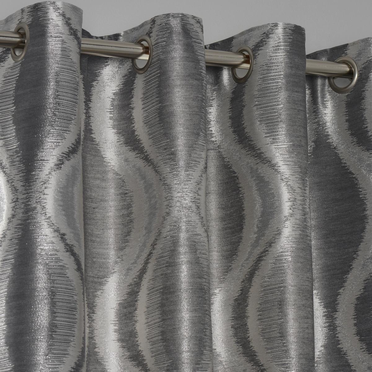 Shimmer Wave Eyelet Curtains - Dark Grey / 229cm – image 3