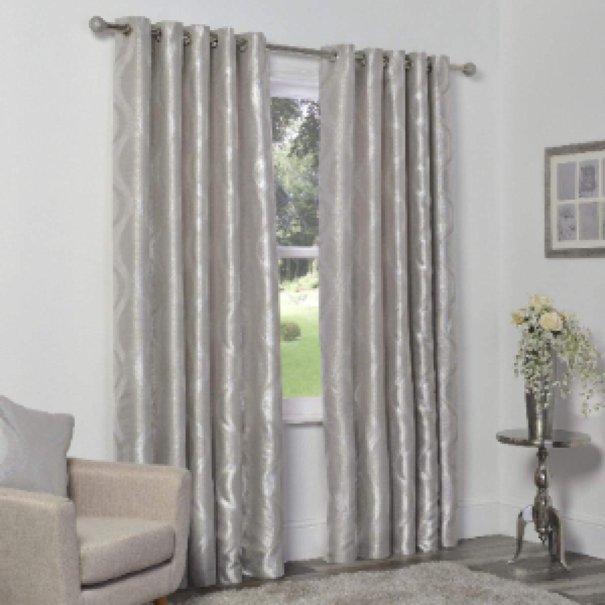 Shimmer Wave Eyelet Curtains - Dark Grey / 229cm – image 5