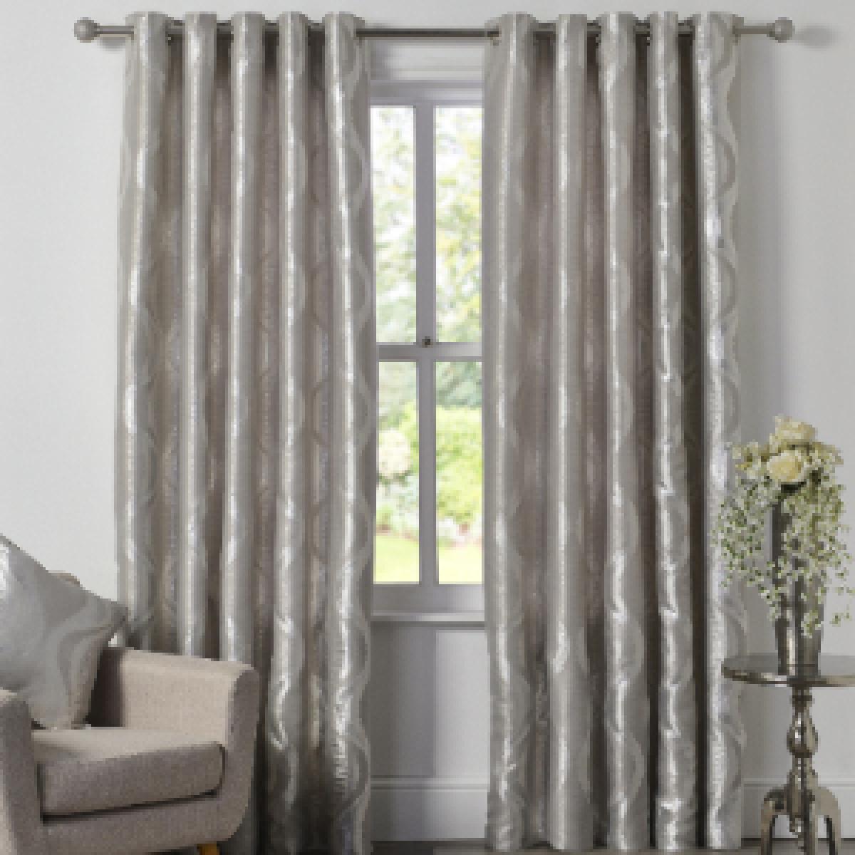 Shimmer Wave Eyelet Curtains - Dark Grey / 229cm – image 6
