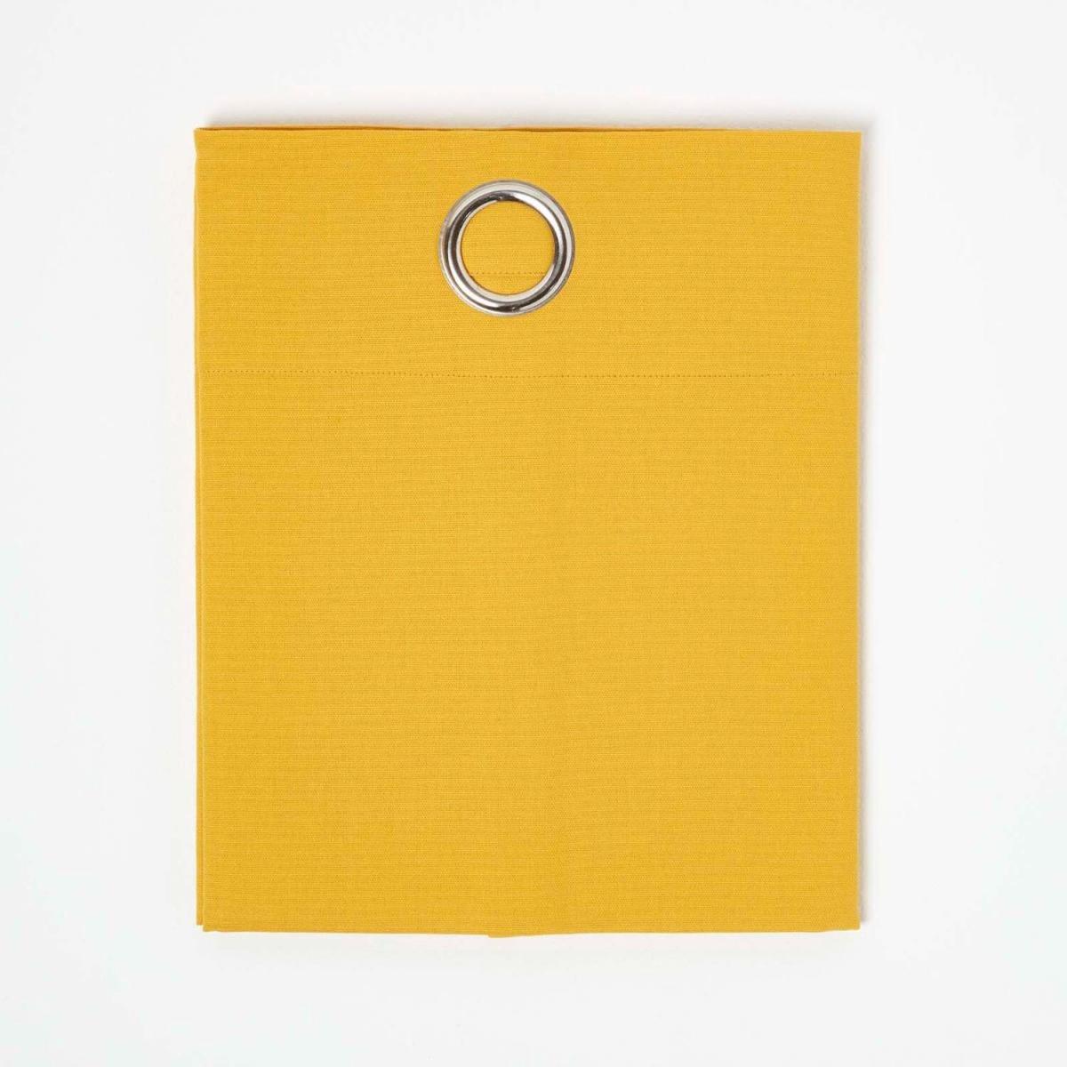 Homescapes Cotton Plain Ready Made Eyelet Curtain Pair - Mustard / 137cm – image 2