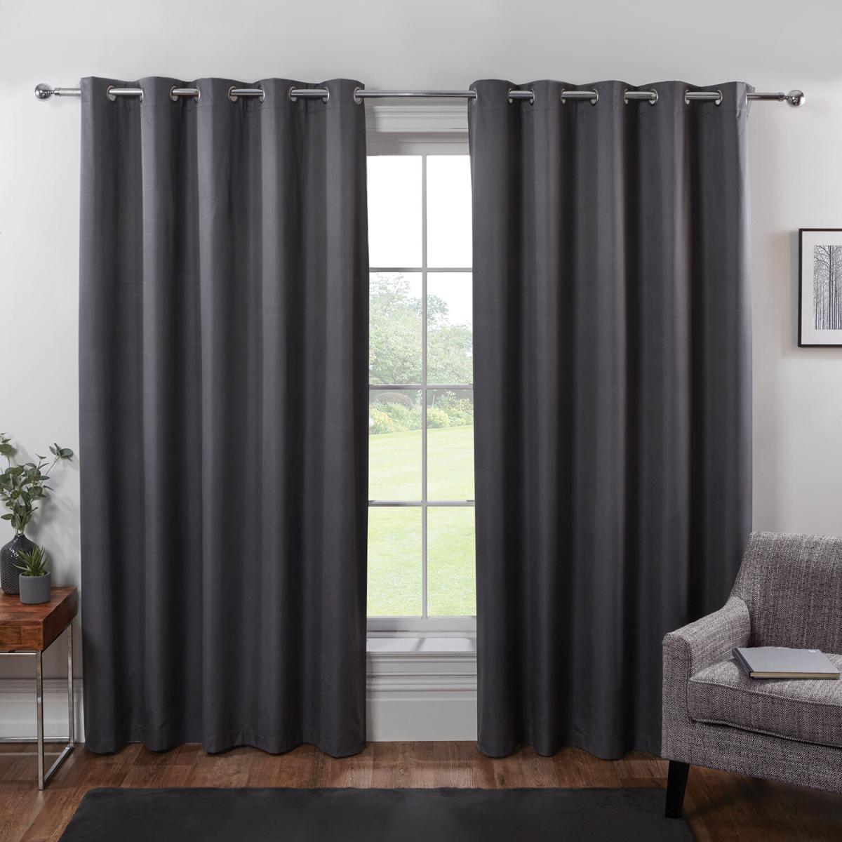 Oxford Blackout Eyelet Curtains - Charcoal / 229cm – image 3