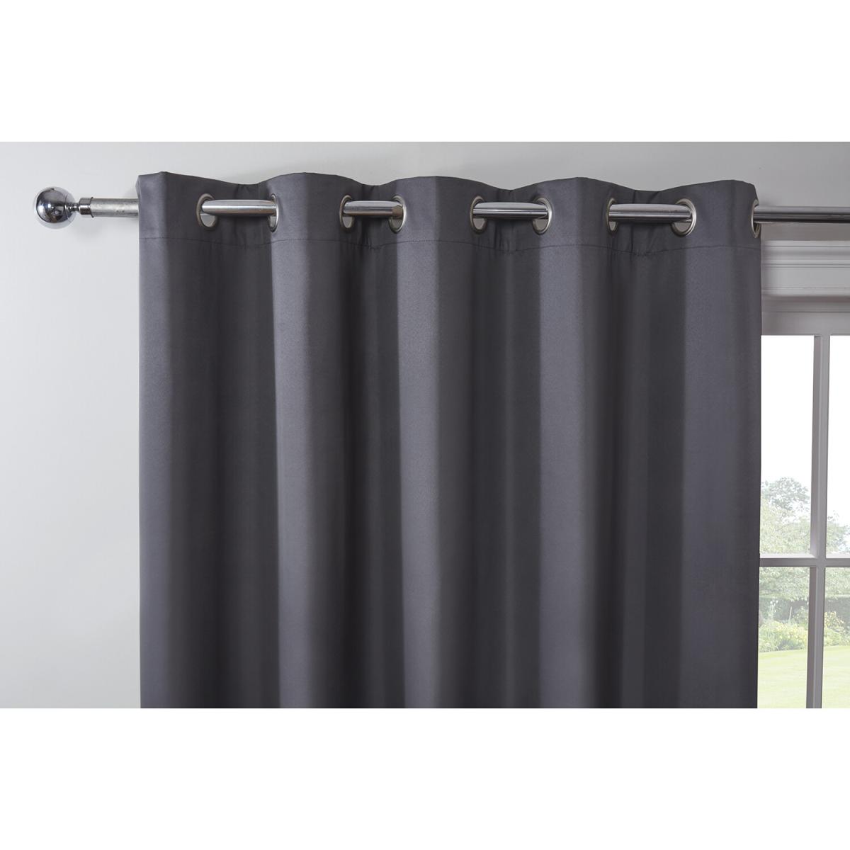 Oxford Blackout Eyelet Curtains - Charcoal / 229cm – image 4