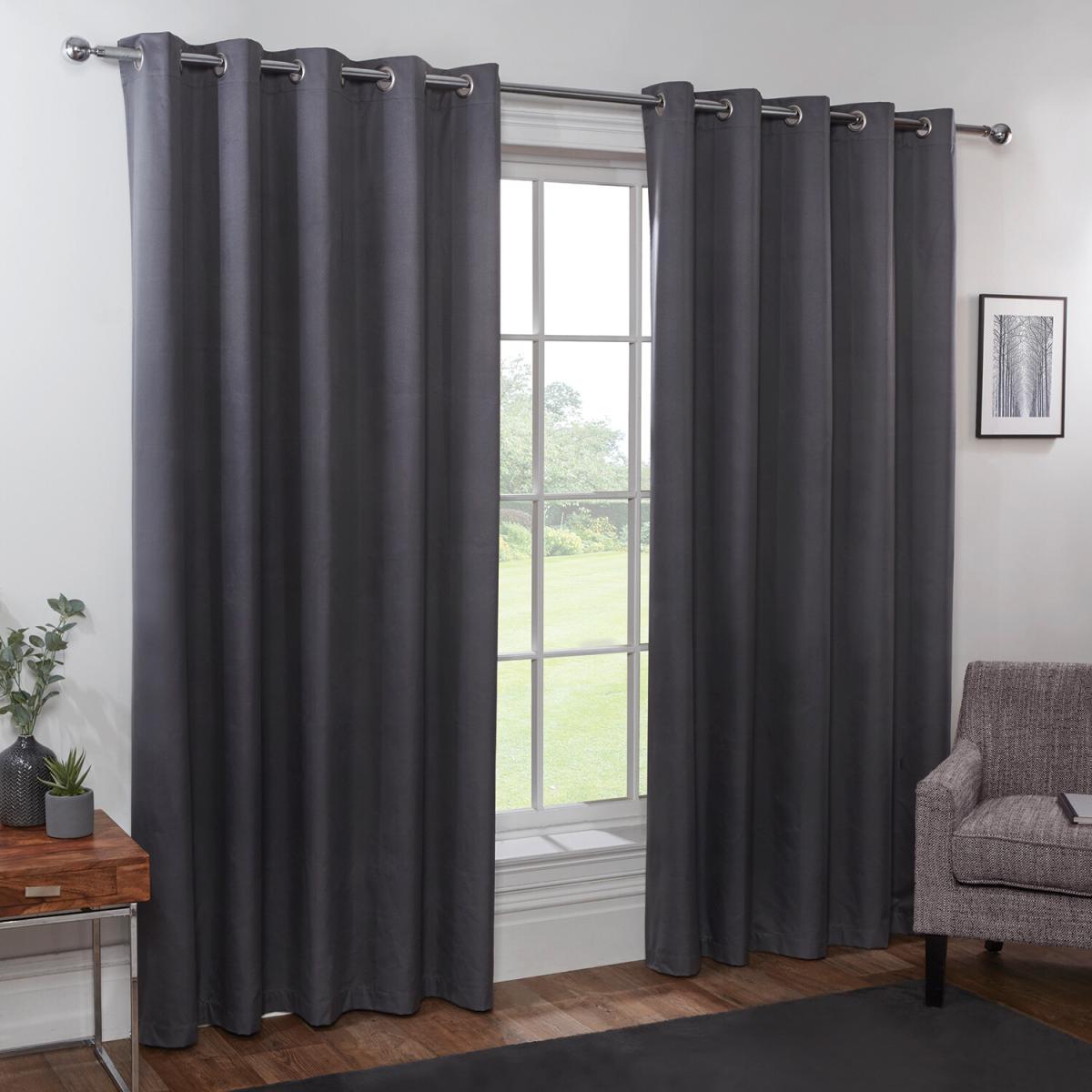 Oxford Blackout Eyelet Curtains - Charcoal / 229cm – image 5