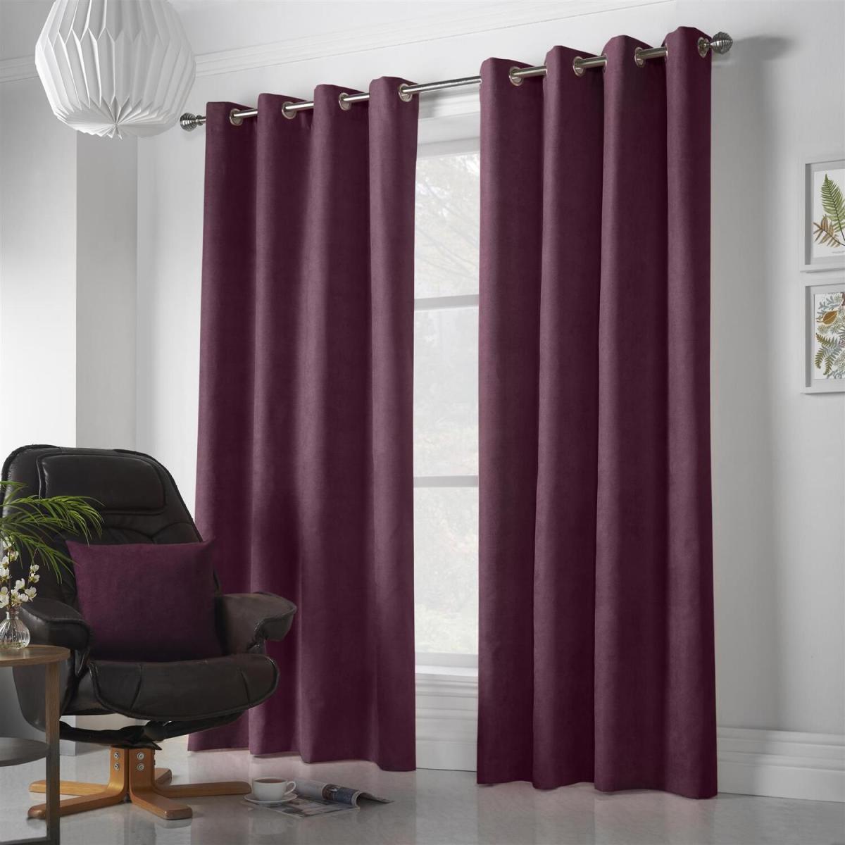 Velvet Chenille Eyelet Ring Top Curtains - Blush / 229cm – image 2