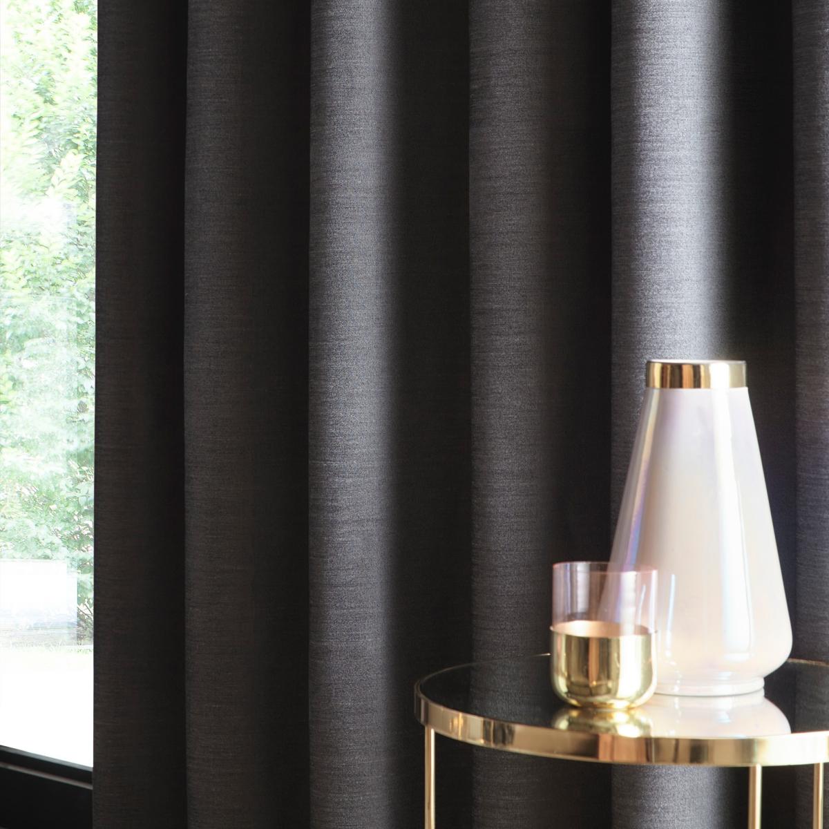 Arezzo Plain Blackout Curtains By Clarke And Clarke in Charcoal Grey – image 2