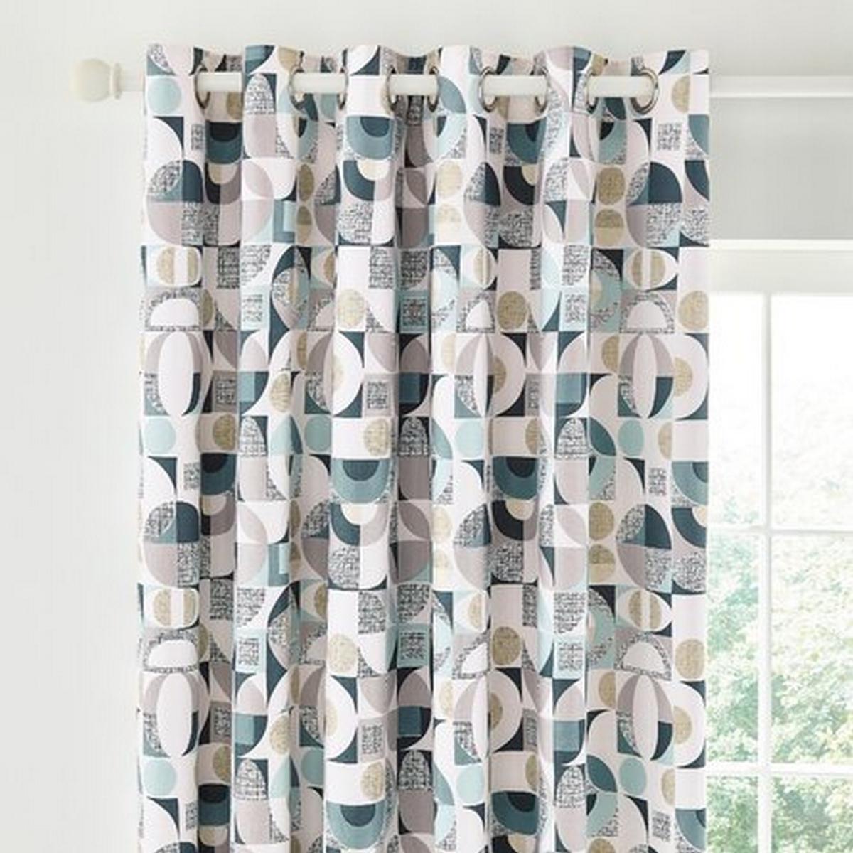 Tolka Geometric Curtains By Helena Springfield in Teal Green – image 2