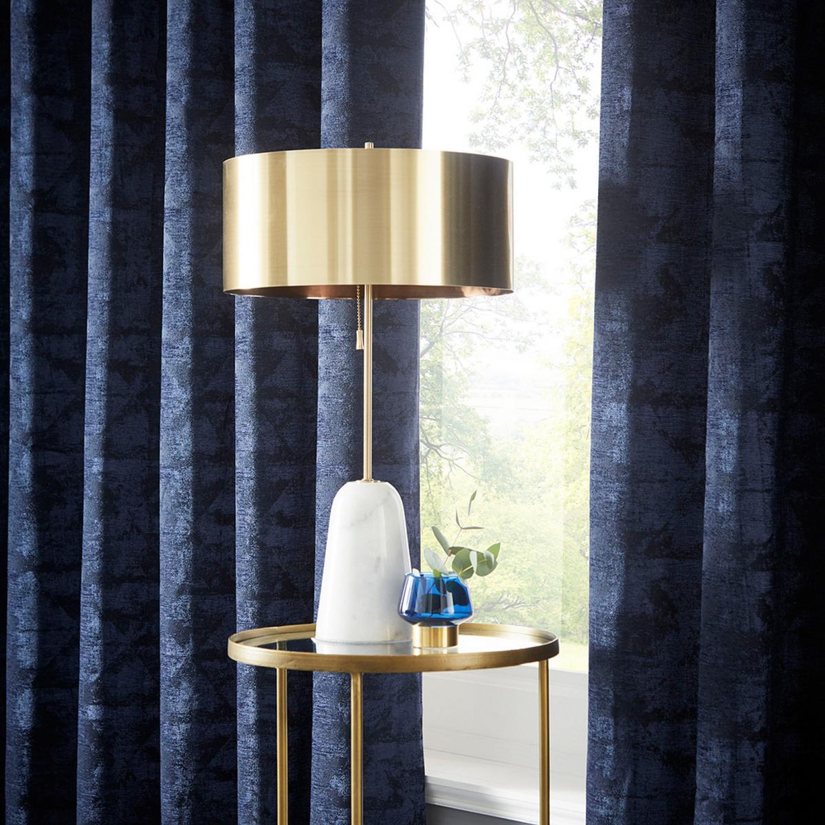 Topia Distressed Curtains By Clarke And Clarke in Ink Blue – image 1